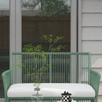 Solarias Ensemble salon de jardin 4 pièces canapé 2 places 2 fauteuils 1 table basse plateau verre trempé