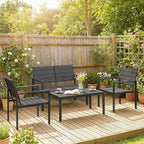 Solarias Salon de jardin extérieur 4 pièces canapé 2 places, 2 chaises et table basse, mobilier de jardin terrasse veranda, 