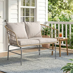 Solarias Canapé de Jardin 2 Places en Résine Tressée Coussins Épais Anti-glisse 120 x 67 x 79 cm Marron