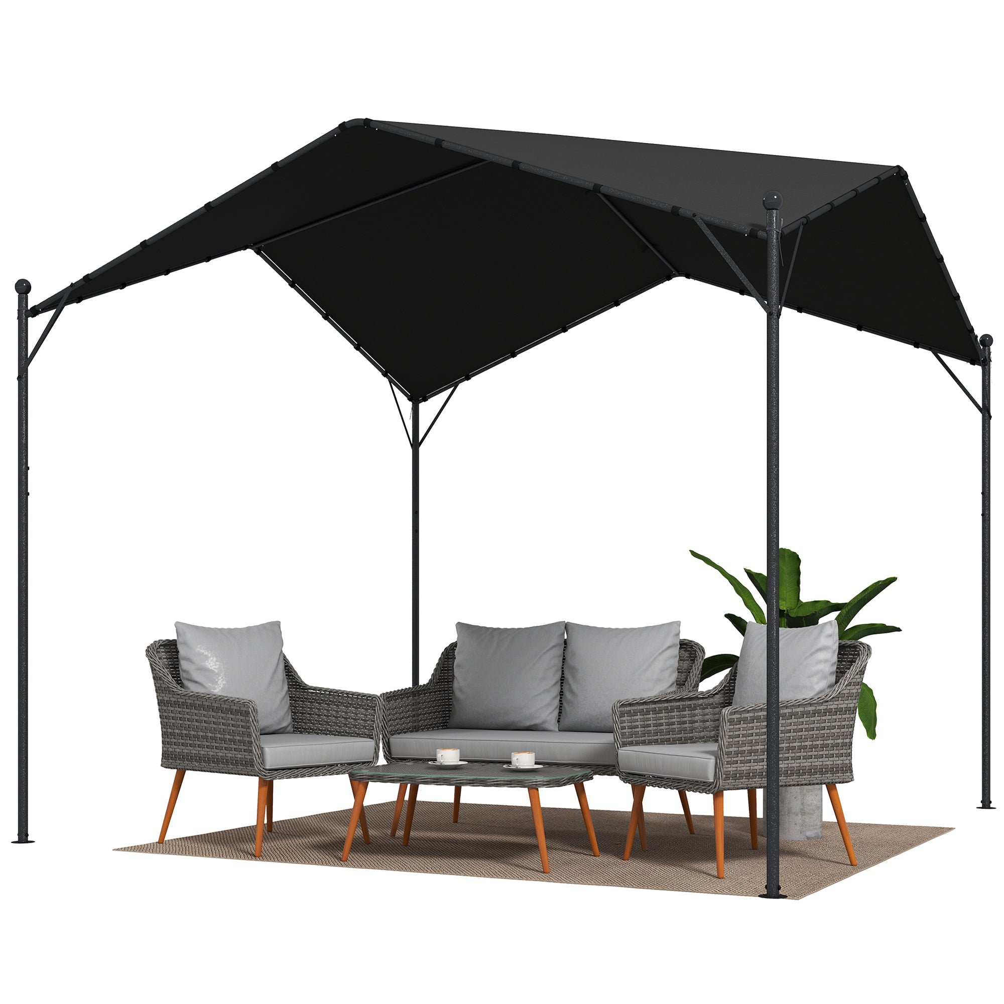 Solarias Pergola Pavillon 3x3 m Imperméable Stable Résistant à l'hiver Protection solaire avec toit à deux pans Entretoises 