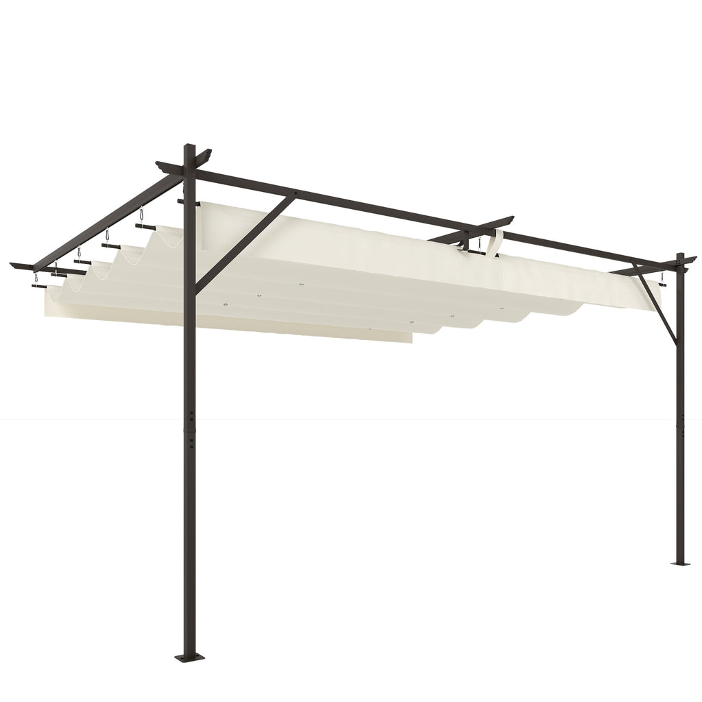 Solarias Toit de terrasse Pergola env. 4 x 3 m, toiture réglable, fixation murale, UV30+, Blanc crème