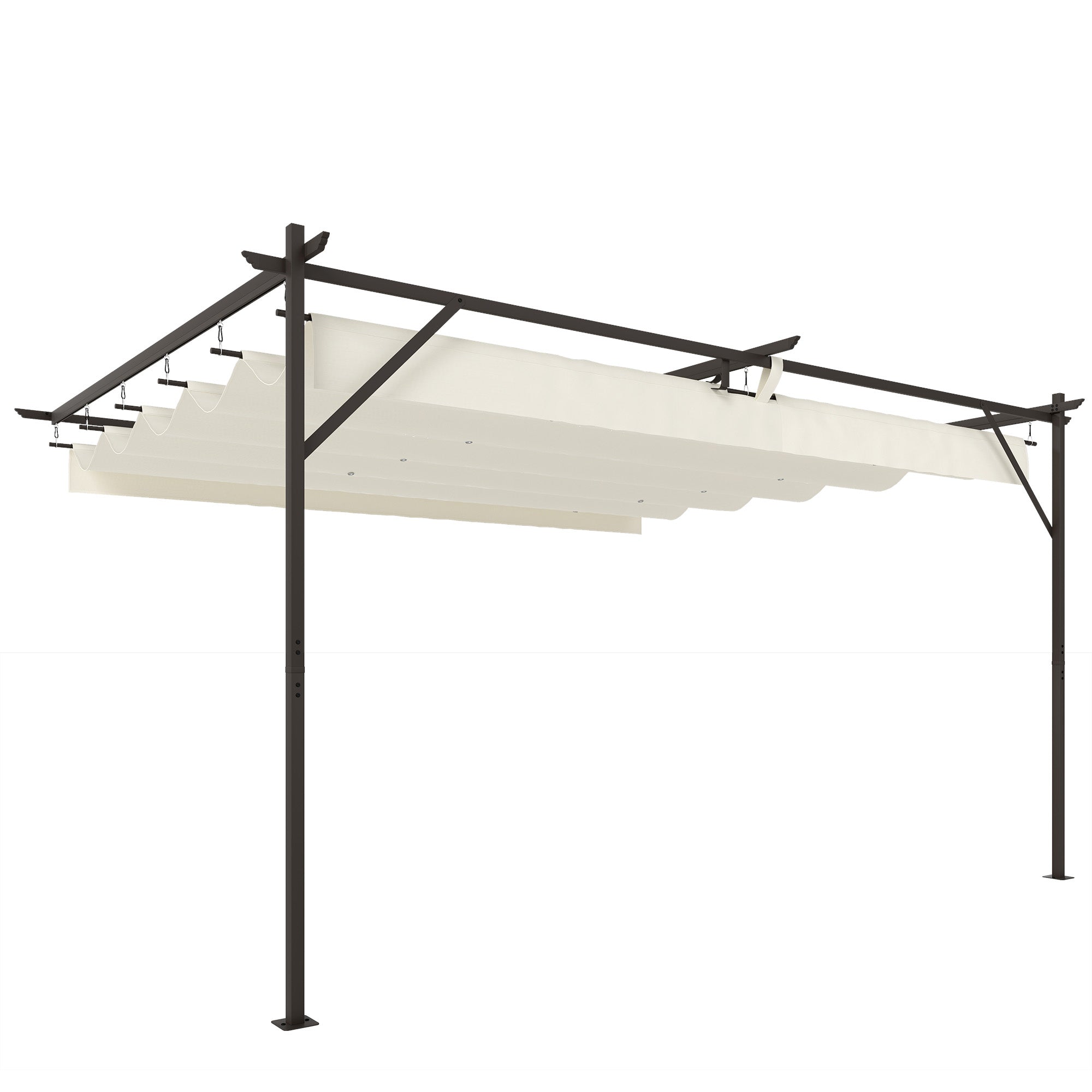 Solarias Toit de terrasse Pergola env. 4 x 3 m, toiture réglable, fixation murale, UV30+, Blanc crème