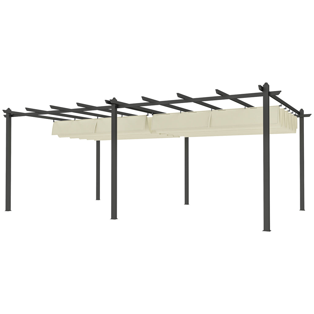 Solarias Pergola rétractable 3,5 x 6 m pergola pour terrasse structure en aluminium + toile polyester - beige
