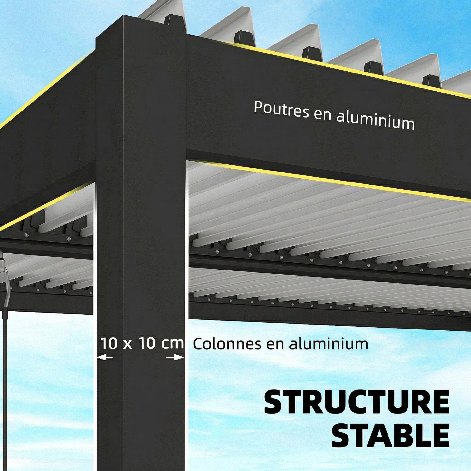 Solarias Pergola Bioclimatique 4x3m en Aluminium à Toit Louvred Ajustable, Protection Soleil, pour Jardin Extérieur, Blanc