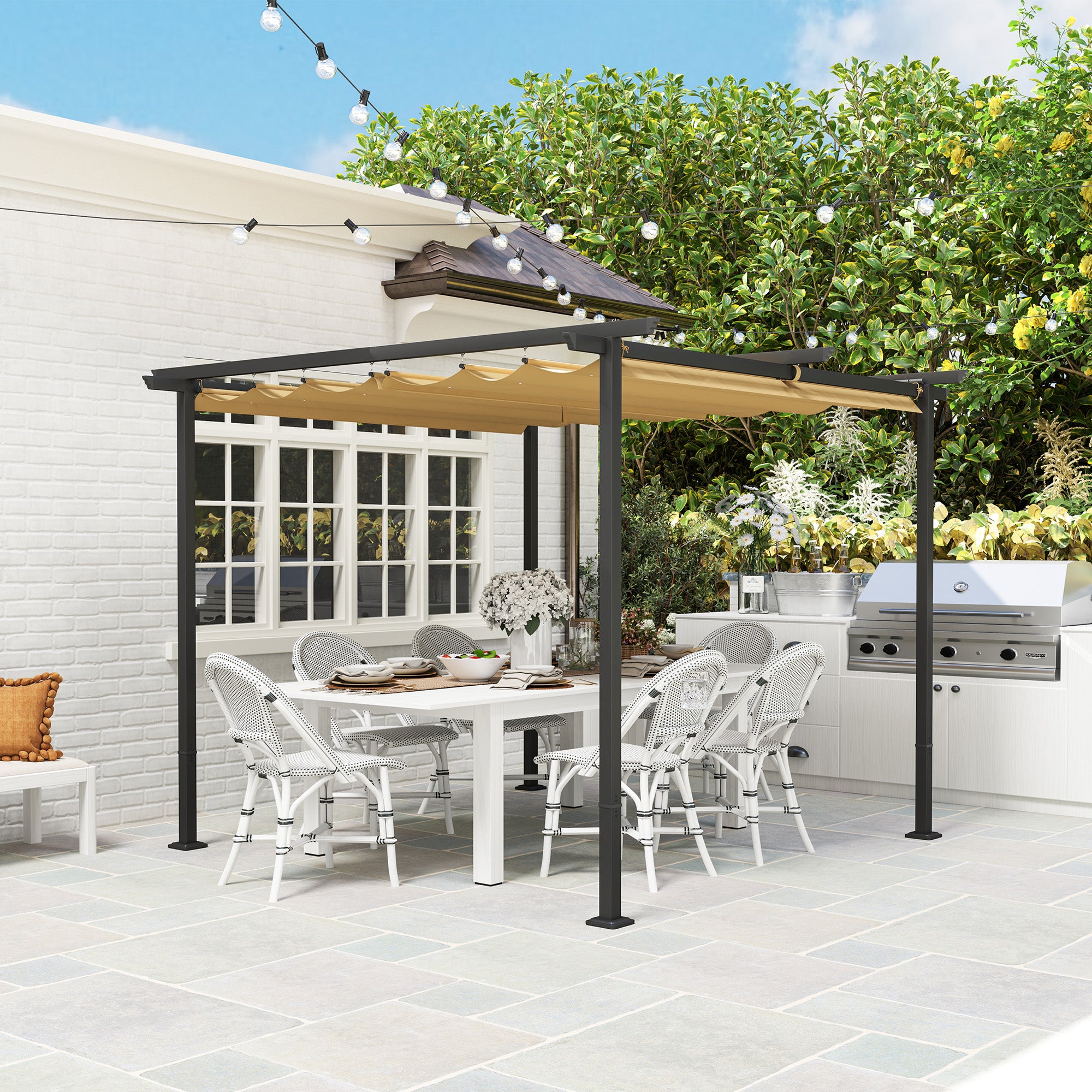 Solarias Pergola de jardin 3 x 3 m avec toit réglable, cadre métallique, protection UPF30+, auvent pour véranda, terrasse, B